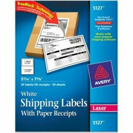 AVERY DENNISON LABEL, SHPG, W/RCPT, 100, WHT 5127